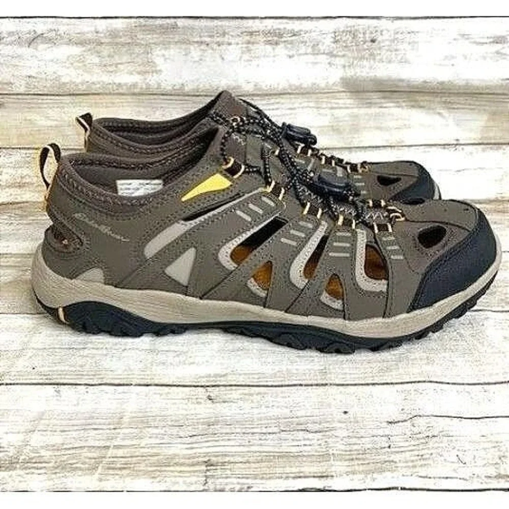 Eddie Bauer‎ Men's Hiking Sandals 10M Brown & Black Synthetic Durable Footwear